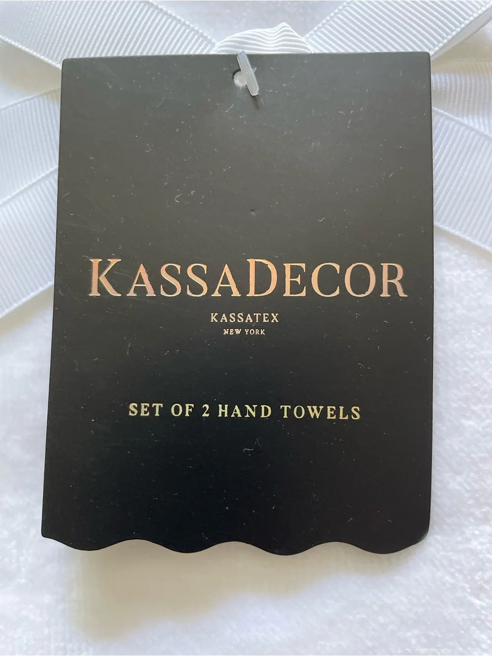 White Hand Towels with Black Bat Trim - Set of 2